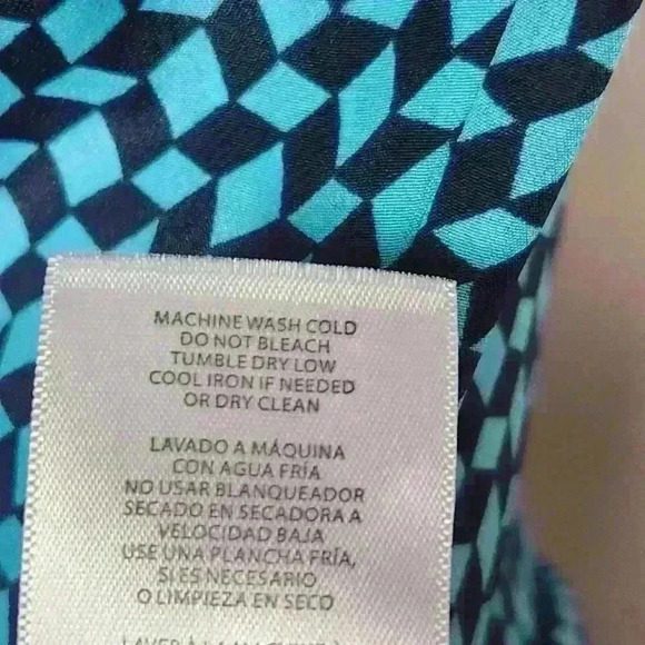 Michael Michael Kors women's blue geometric button down sleeveless blouse size 6 - Picture 8 of 9